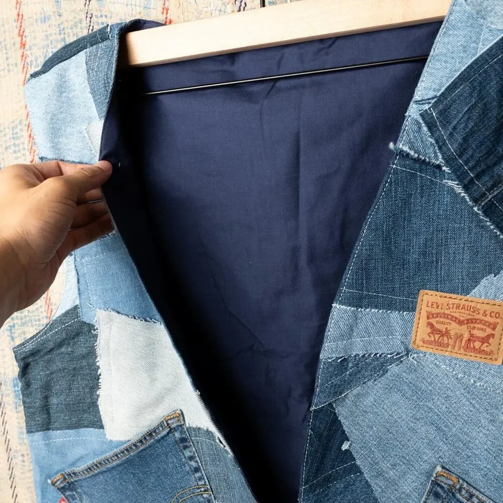 Custom upcycled patchwork vest / Vintage Rework - Picture 3 of 5